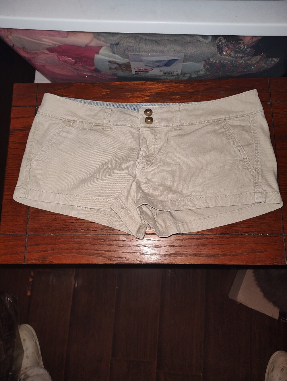 American Eagle Outfitters Beige Low-Rise Cotton Blend Micro Mini Booty Shorts